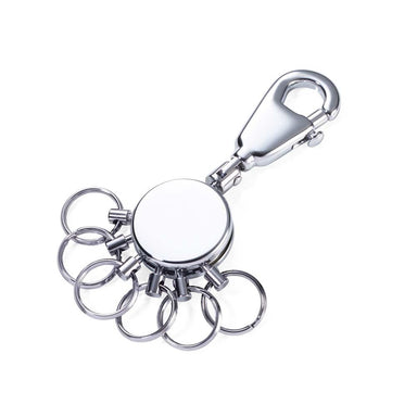 troika-keyring-with-carabiner-and-6-rings-patent-silver