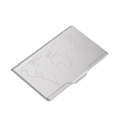 troika-business-card-case-with-embossed-world-map-silver