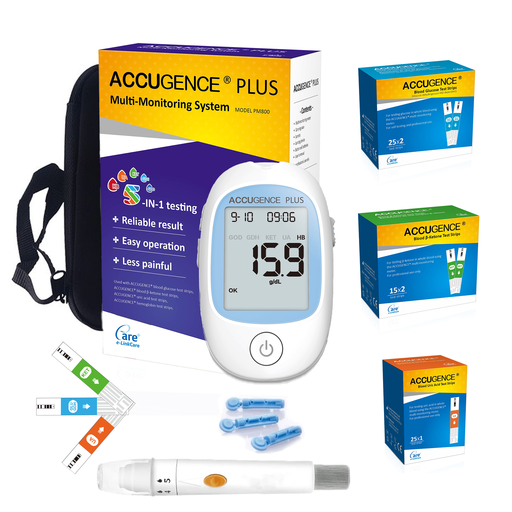 Accugence - 3 in 1 Multi-Function Blood Meter Full Starter Kit - Omninela