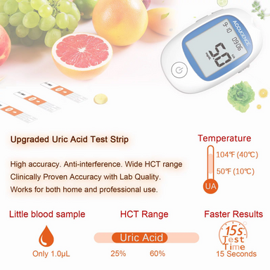 Accugence - Blood Uric Acid Meter Starter Kit with 25 x Uric Acid Strips - Omninela