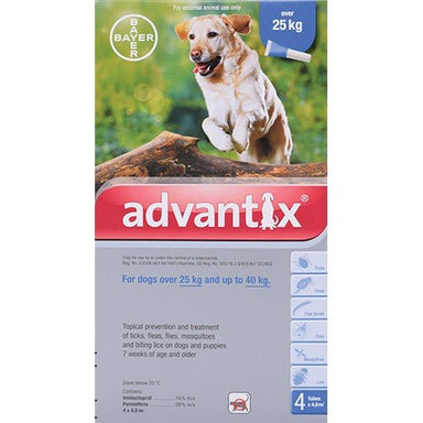 Advantix - Extra Large Dog - Over 25Kg - 4ml - 4 Pipets - Omninela.co.za