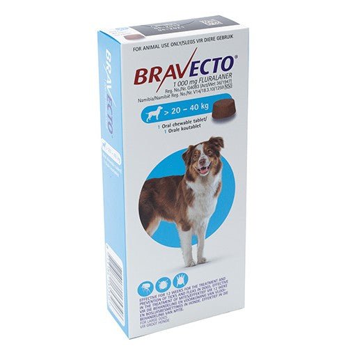 Bravecto Large Dog 20 - 40kg Chewable Tick & Flea Tablet - 1 Pack - Omninela.co.za