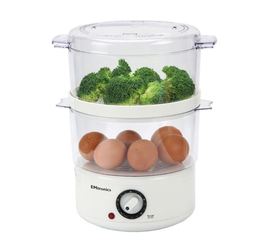 Emtronics 2 Tier Healthy Cooking Food Meat Vegetable Steamer 4 Litre Timer - Omninela.co.za