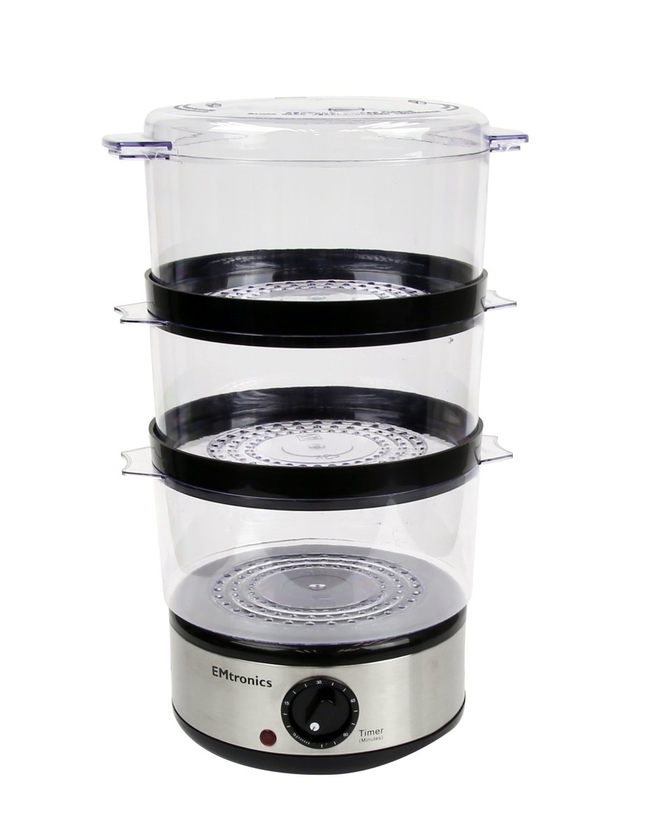 EMtronics 3 Tier Food Meat Fish Veg Steel Steamer 6 Litre with Timer - Omninela.co.za