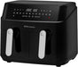 EMtronics EMDAF9LD Digital Smart Cook 9L Double Basket Large Air Fryer with Timer - Black - Omninela.co.za