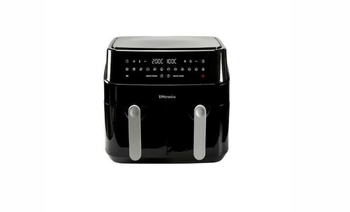 EMtronics EMDAF9LD Digital Smart Cook 9L Double Basket Large Air Fryer with Timer - Black - Omninela.co.za