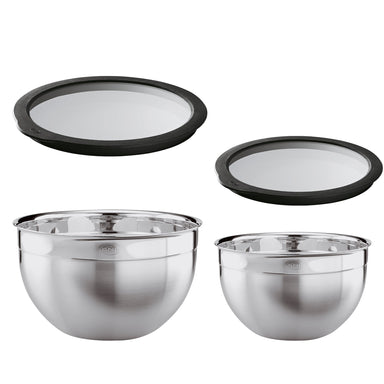 roesle-bowl-set:-stainless-steel-with-airtight-glass-lids-20-&-24cm-2-piece