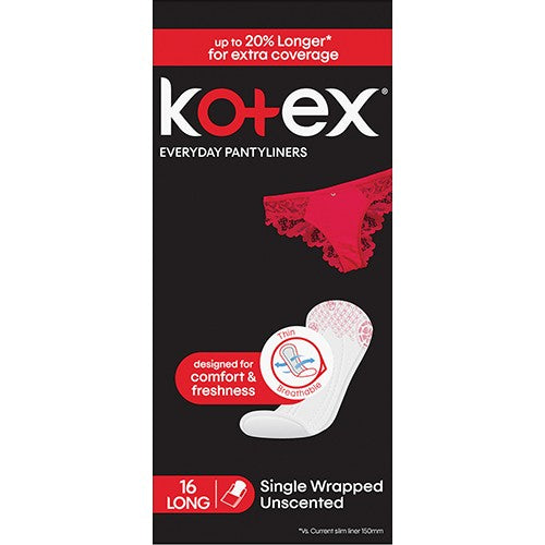 Kotex Pantlyliner Unscented Long 16 I Omninela Medical