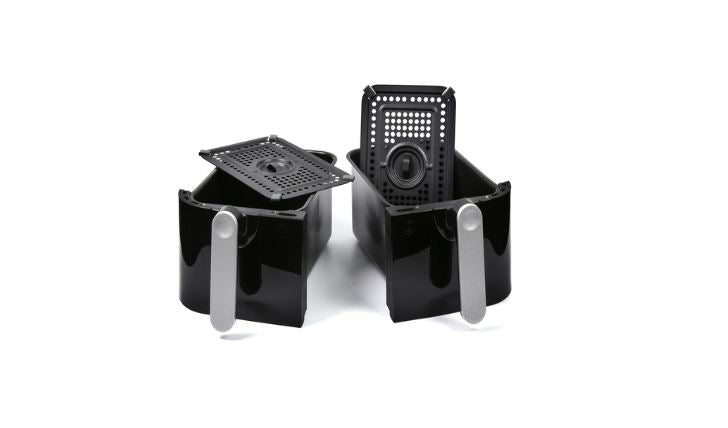 EMtronics Double Basket Air Fryer Large Digital 9 Litre Dual with Timer -  Black