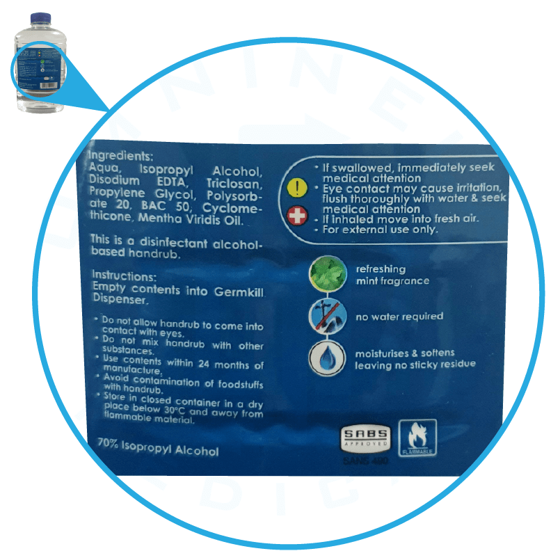 Germkill - Instant Hand Sanitizer Refill 1 Litre - Omninela Medical