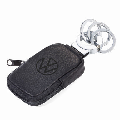 troika-key-click-keyring-with-vw-logo-leather-pouch-for-coins-or-face-mask