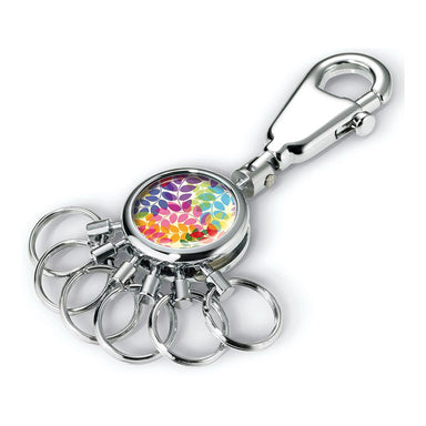 troika-keyring-carabiner-hook-and-6-easy-release-rings-colourful-leaves