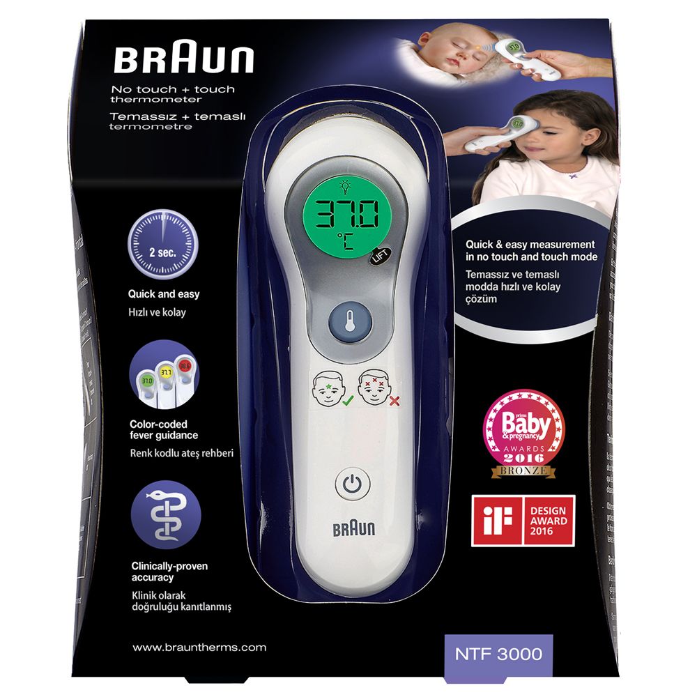 Braun - No Touch + Forehead Thermometer - Ntf3000 I Omninela