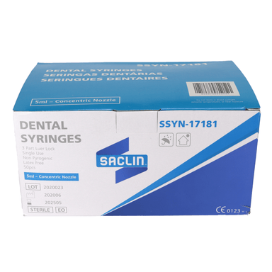 Syringe Dental - Saclin - Luer Lock - 5 CC - 50 Pack - Omninela Medical