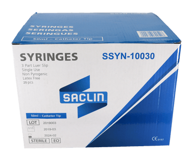 Syringe Hypodermic - 50ml Catheter Tip - Saclin - Omninela Medical